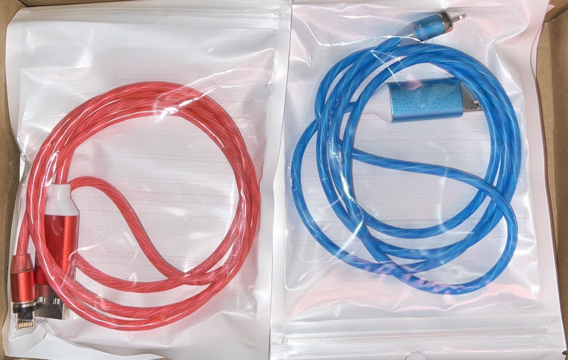 iPhone Charger Cable USB-A To Lightning  (Red/Blue) EACH.
