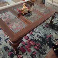 Mahogany Coffee Table With Glass Inserts