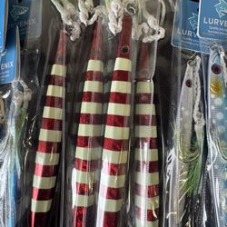 Striped Glow Knife Metal Jigs with Double Assist Hooks – Saltwater Tuna & Yellowtail Jigs 300g