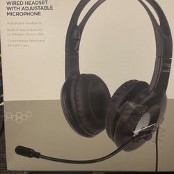 Brand new wired headset with adjustable microphone