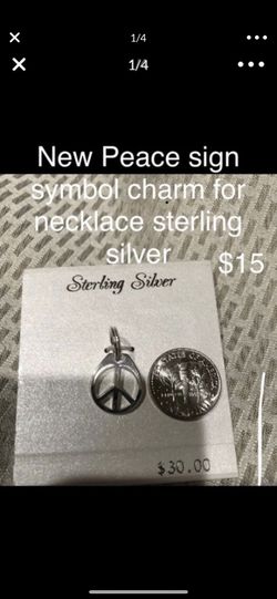 New Peace sign symbol charm for necklace sterling silver