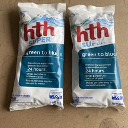 2 Packs Of Green To Blue Pool Treatment 