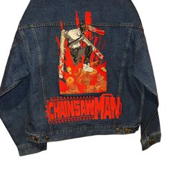 Vintage chainsaw man anime jacket rare denim Jean DBZ my hero tee Denji   