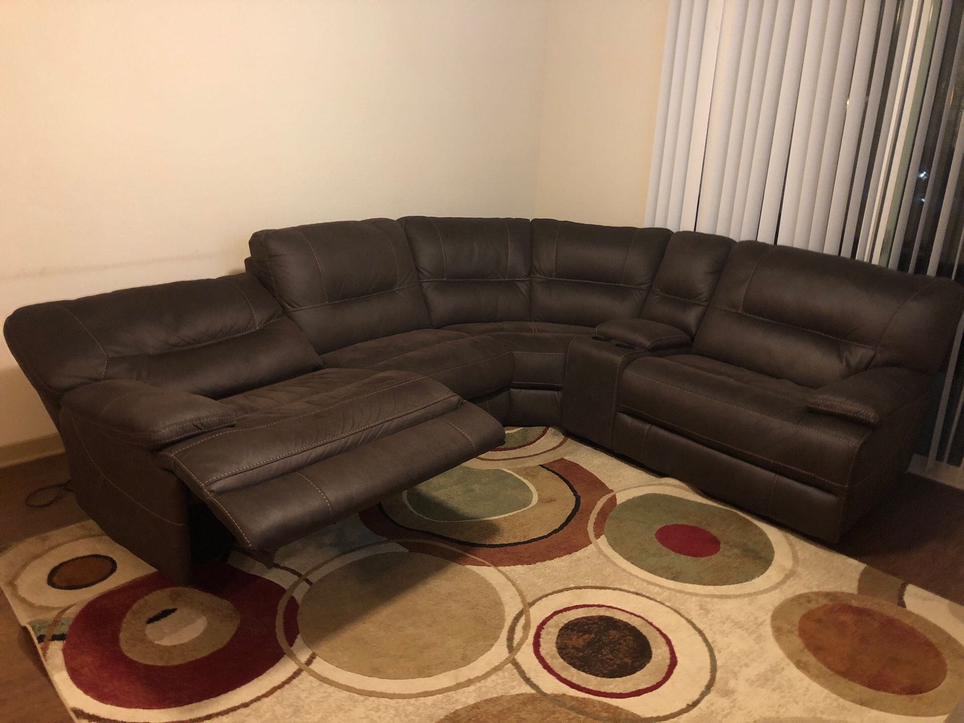 PRACTICALLY NEW SECTIONAL COUCH WITH TWO ELECTRIC RECLINERS