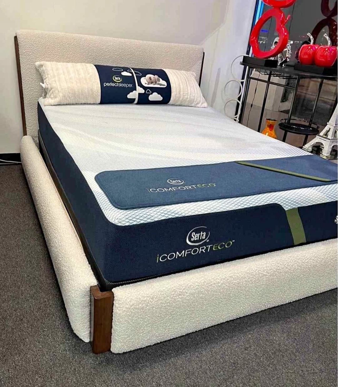 Brand New Queen Boucle Bed- Finance Available No Credit Needed