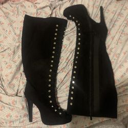 Torrid Black Knee-High Heeled Boots