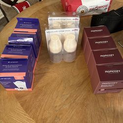 Pump parts, storage bottles, milk bags