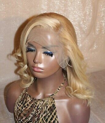 Shoulder Length Platinum/Sandy Blonde Ombre Glueless Lace Wig