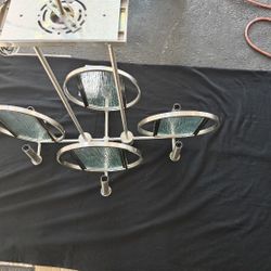 Minka-Lavery Modern 6-Light Chandelier – Brushed Nickel & Textured Glass