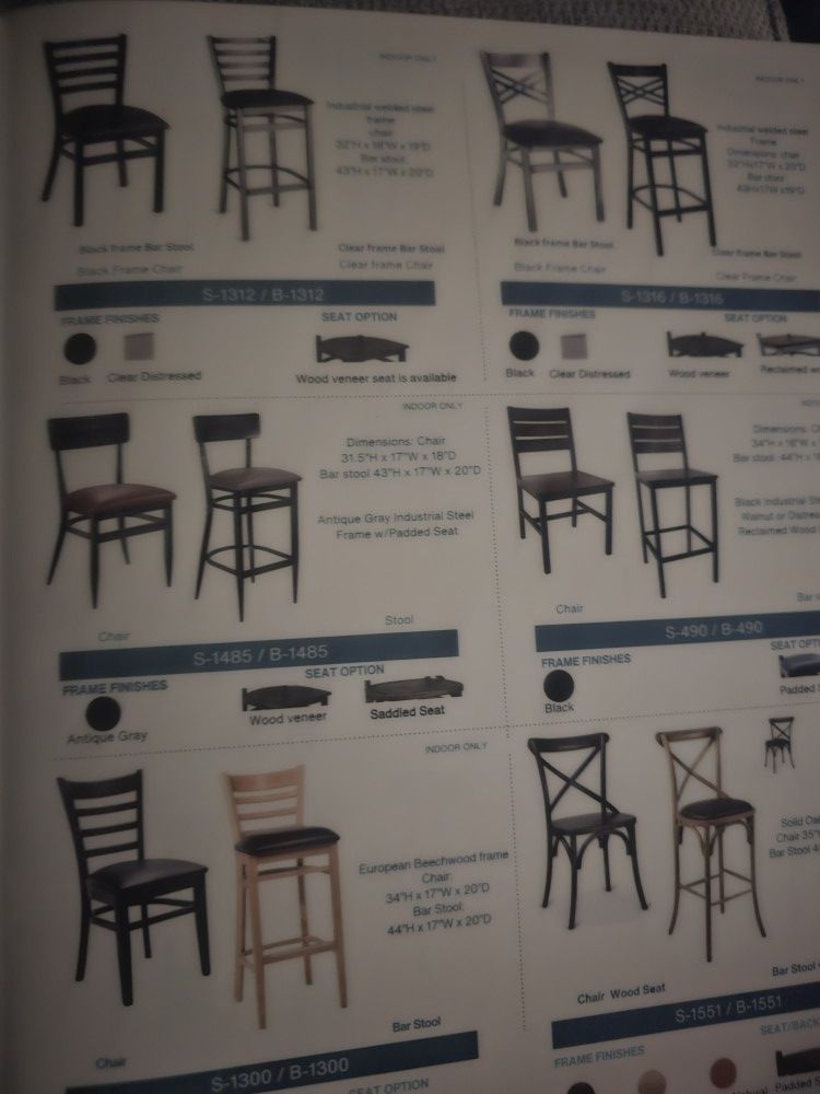 Restaurant Chairs Tables Bases.
