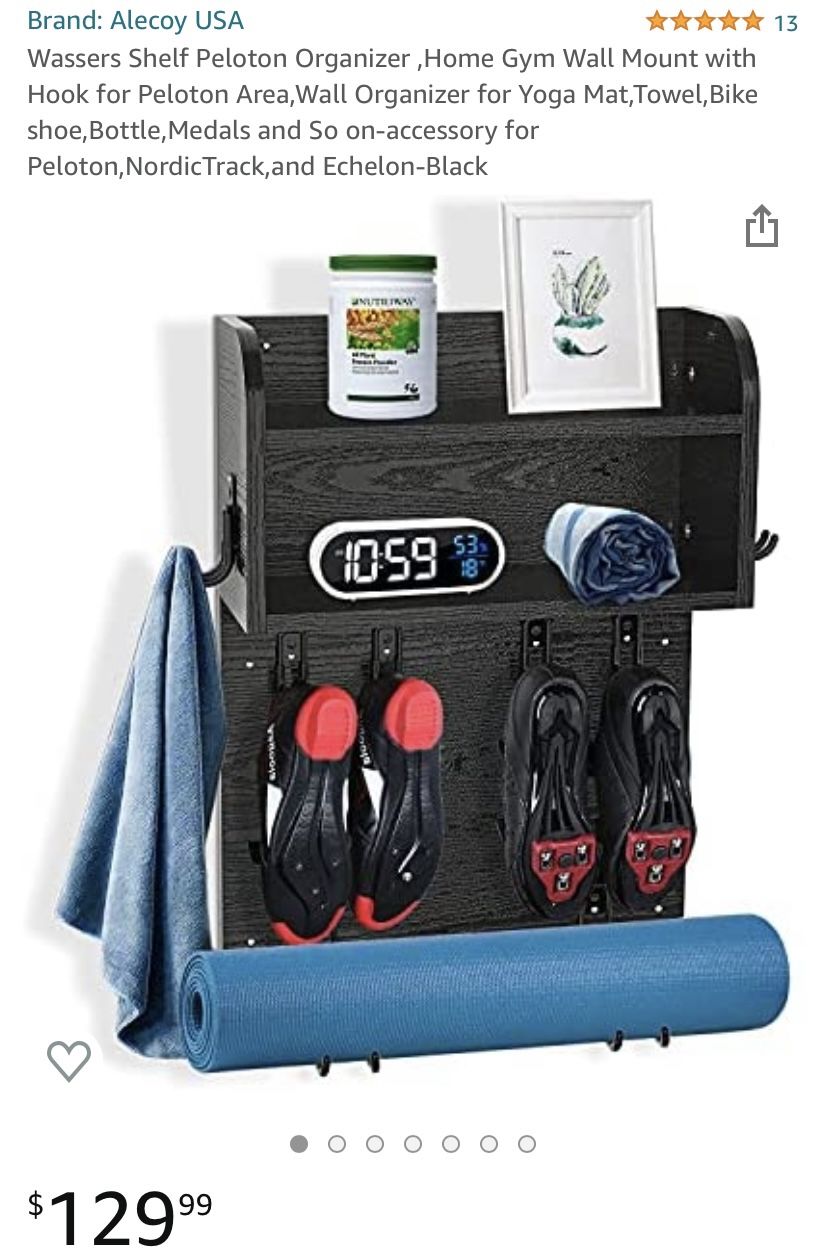 Wassers Shelf Peloton Organizer ,Home Gym Wall Mount with Hook for