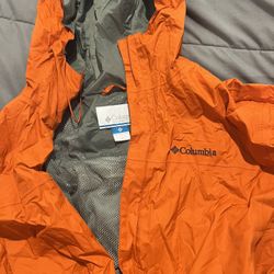 Columbia Orange Rain Jacket. Large For Men Or Women. Durable Material Like New 