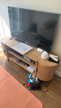 Rattan woven TV stand