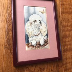 Framed Silk Woven Picture Poodle