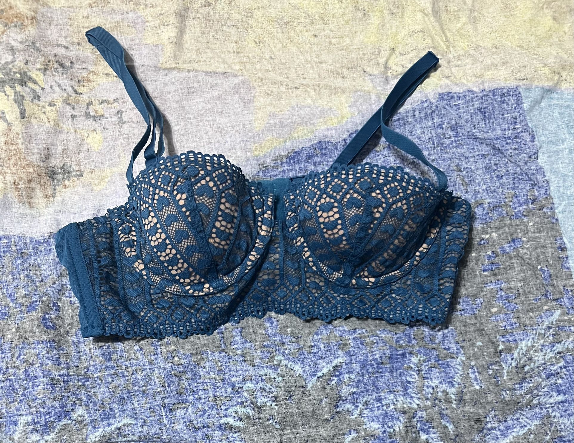 Blue lace balconette bra from Adore Me