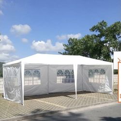 10 ft. x 20 ft. Wedding Party White Canopy Tent Outdoor Gazebo with 6 Removable Sidewalls for Backyard, Birthday Party,1,!!!%%