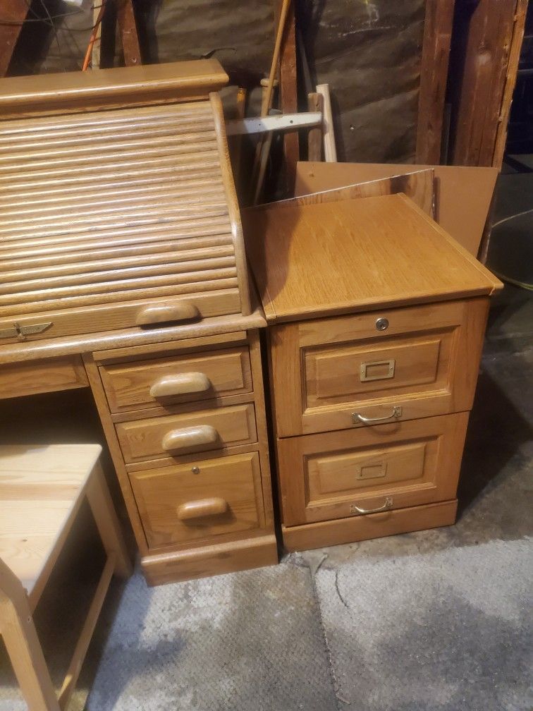 Desk filing cabinet and chair