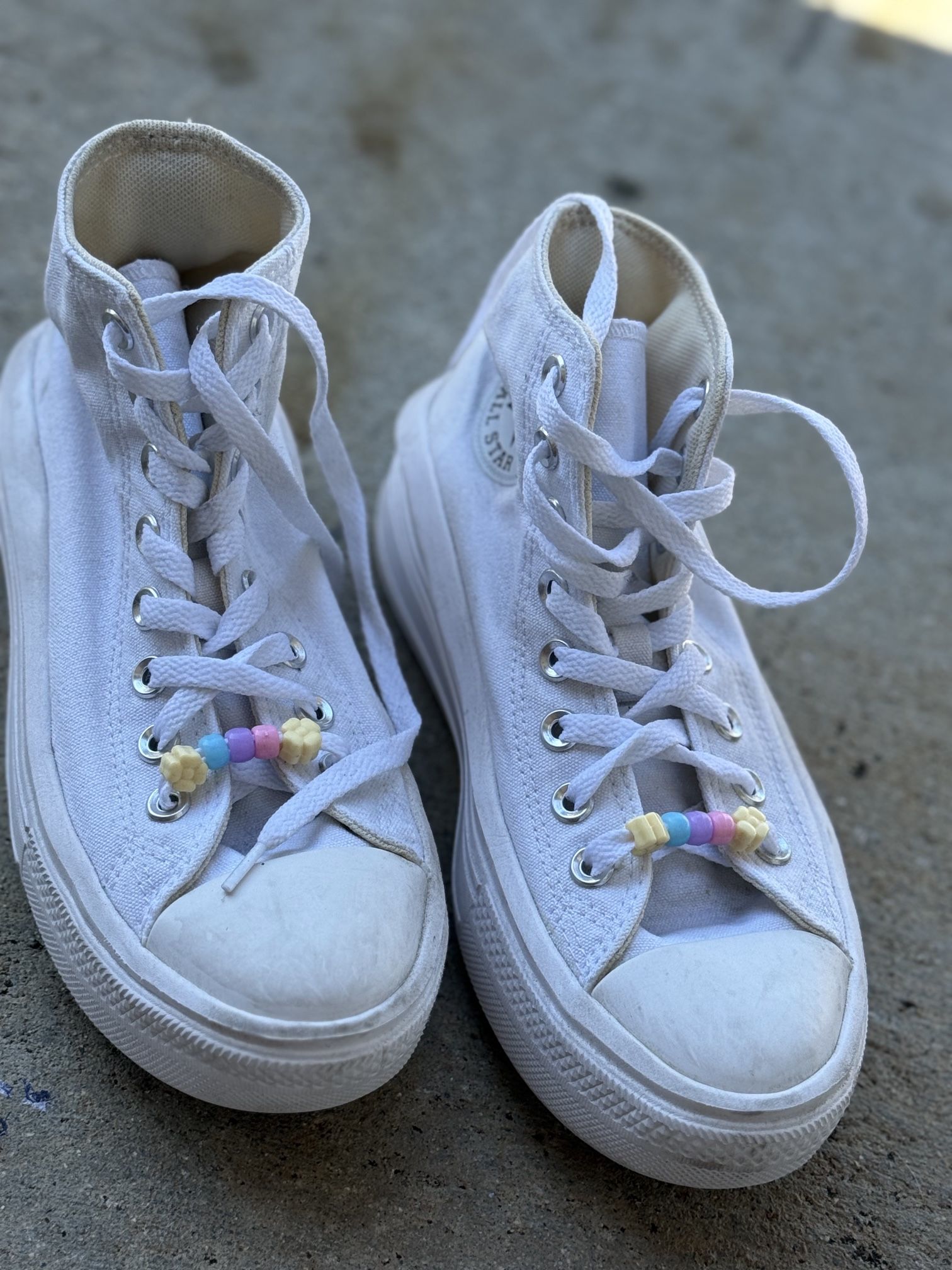 Converse White High Top Platforms Removable Beads 