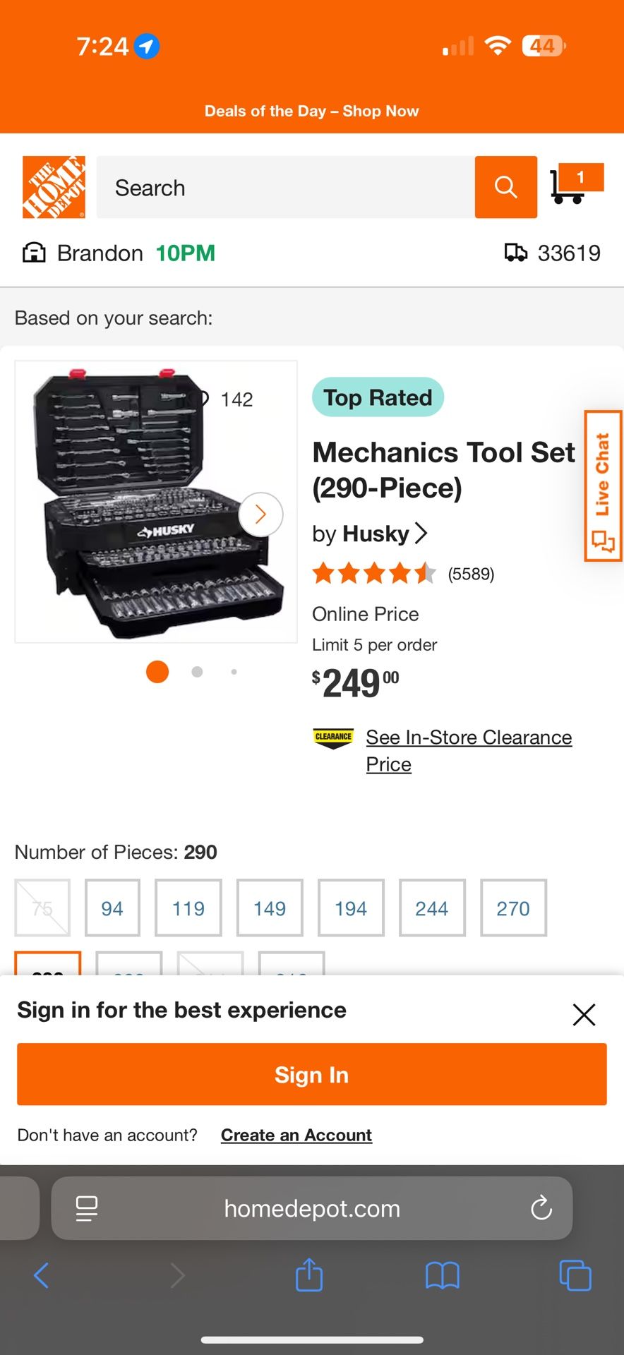 290 Piece Mechanic Set Husky
