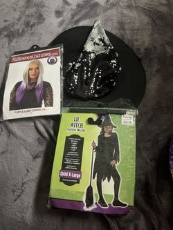 Girls (Size 14) Witch Costume With Sequin Hat And OMBRÉ wig