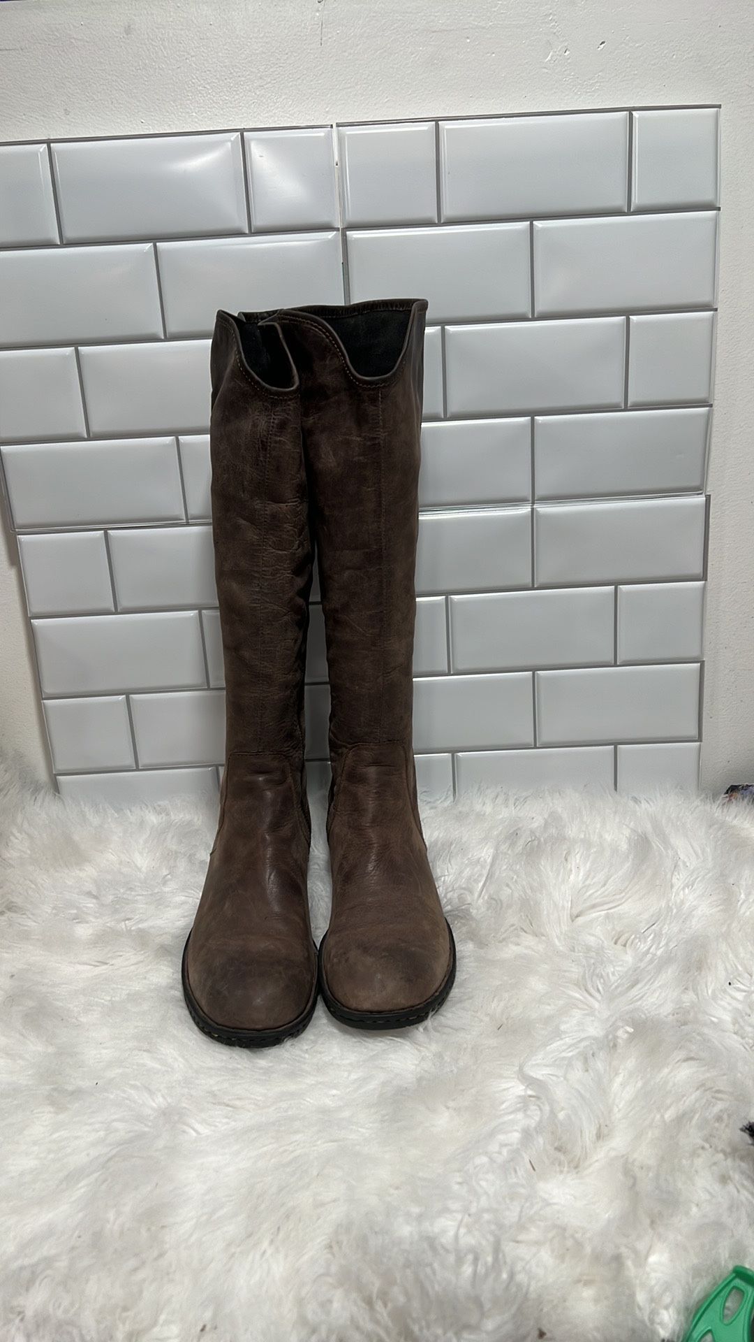 Born Alissa Tall Leather Riding Boots W21981 Brown Leather Womens 10/42