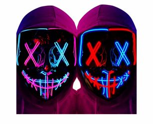LED Light-Up Halloween Purge Masks – Set of 2