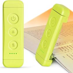 Glocusent USB Rechargeable Book Light for Reading in Bed, Portable Clip-on LED Reading Light, 3 Amber Colors & 5 Brightness Dimmable, Compact & Long L