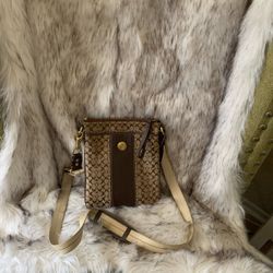 Coach signature logo file crossbody bag 