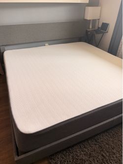 King bed Grey  frame with mattress and mattress pillow top