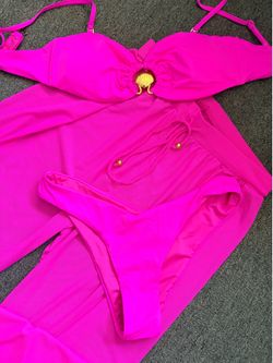 Neon Pink 3 Piece Swimsuit Set  Size XS