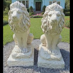 Large Solid Concrete Lions/ Free Delivery Today