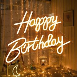 Happy Birthday Neon Sign, Happy Birthday Light Up Sign, Neon Happy Birthday Sign, Happy Birthday Led Sign For Backdrop All Birthday Party Decoration U