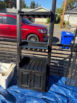 Black Wooden Cabinet with Shelves