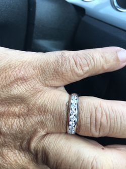 Sterling Silver Men’s Wedding Band CZ