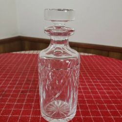 Waterford Crystal Decanter With Stopper Round Cylinder Shaped Bottle Gothic Etching Signed