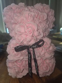 Always & Forever Pink Foam Rose Bear with Ribbon