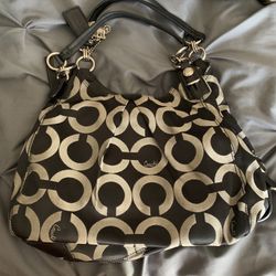 Tan/black Coach Purse
