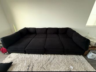 Large Black Fabric Sectional Sofa