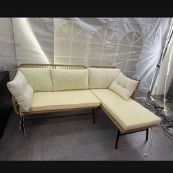 New 72" Sectional L-Shape Wicker Outdoor Patio Sofa