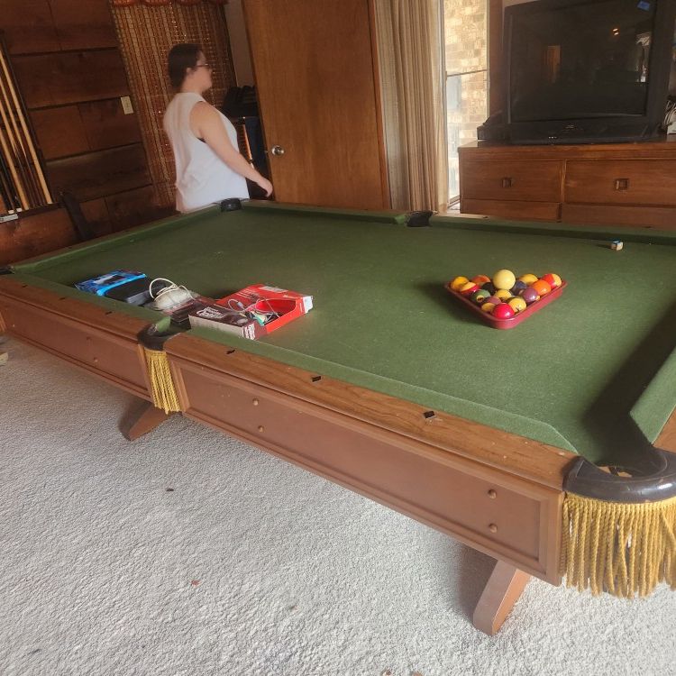 Pool Table With Sticks 