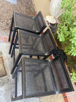 Black Cane Dining Chairs Set of 3 they are 32”