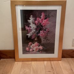 Floral Print With Gold Frame