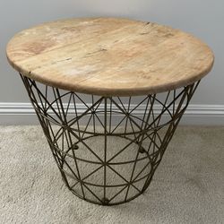 Round Wire Basket Accent Table