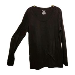 No Boundaries Scoop Neck Shirt Women's Size XXL Black Long Sleeve Top Basic Tee