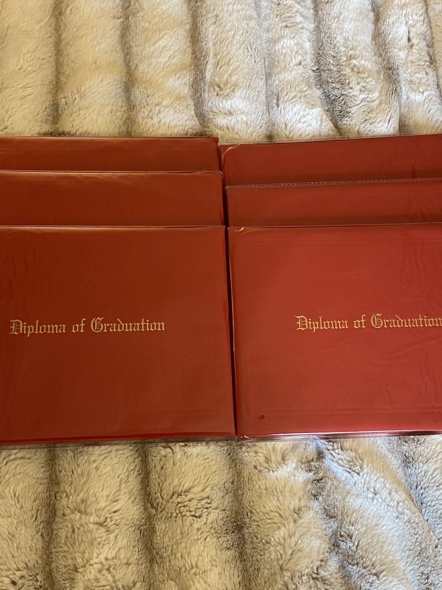 6 Lot Red Diploma of Graduation Faux Leather Covers