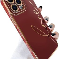 $10  Compatible with iPhone 13 Pro Max Case Cute, Luxury Plating Love Letter Case for Women Girls, Soft TPU Full Camera Shockproof Protective Case for