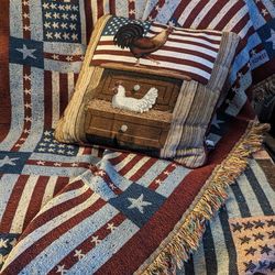 Americana Afghan And Pillow