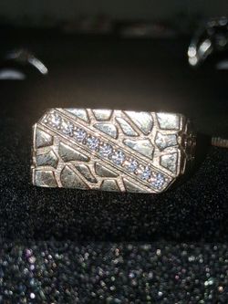 Men's 925 Sterling Silver Gold Plated Nugget Size 12