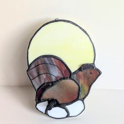 Stained Glass Chicken Hen Hatching Eggs Night Light /Suncatcher Farm House Decor