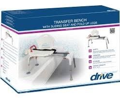 Open box Drive Transfer Bench with Sliding Seat and Fold Up Legs